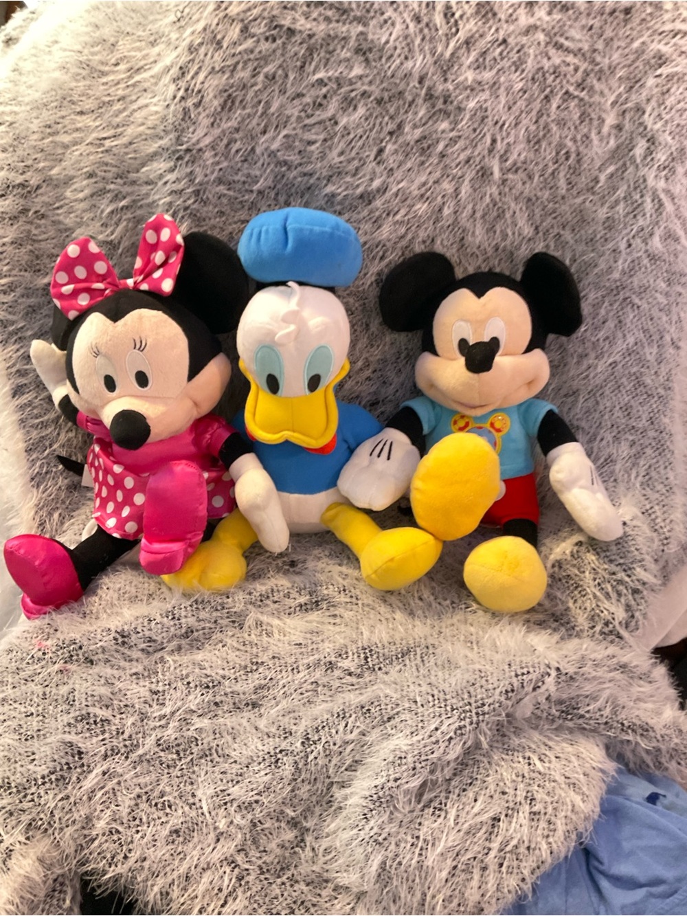 Disney Plush Set - Minnie (Pink), Donald (Blue/Yellow), Mickey (Red/Yellow)